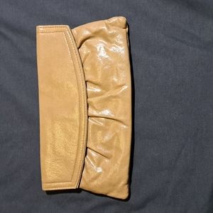 Vintage 80's Tan Faux Leather Clutch Bag